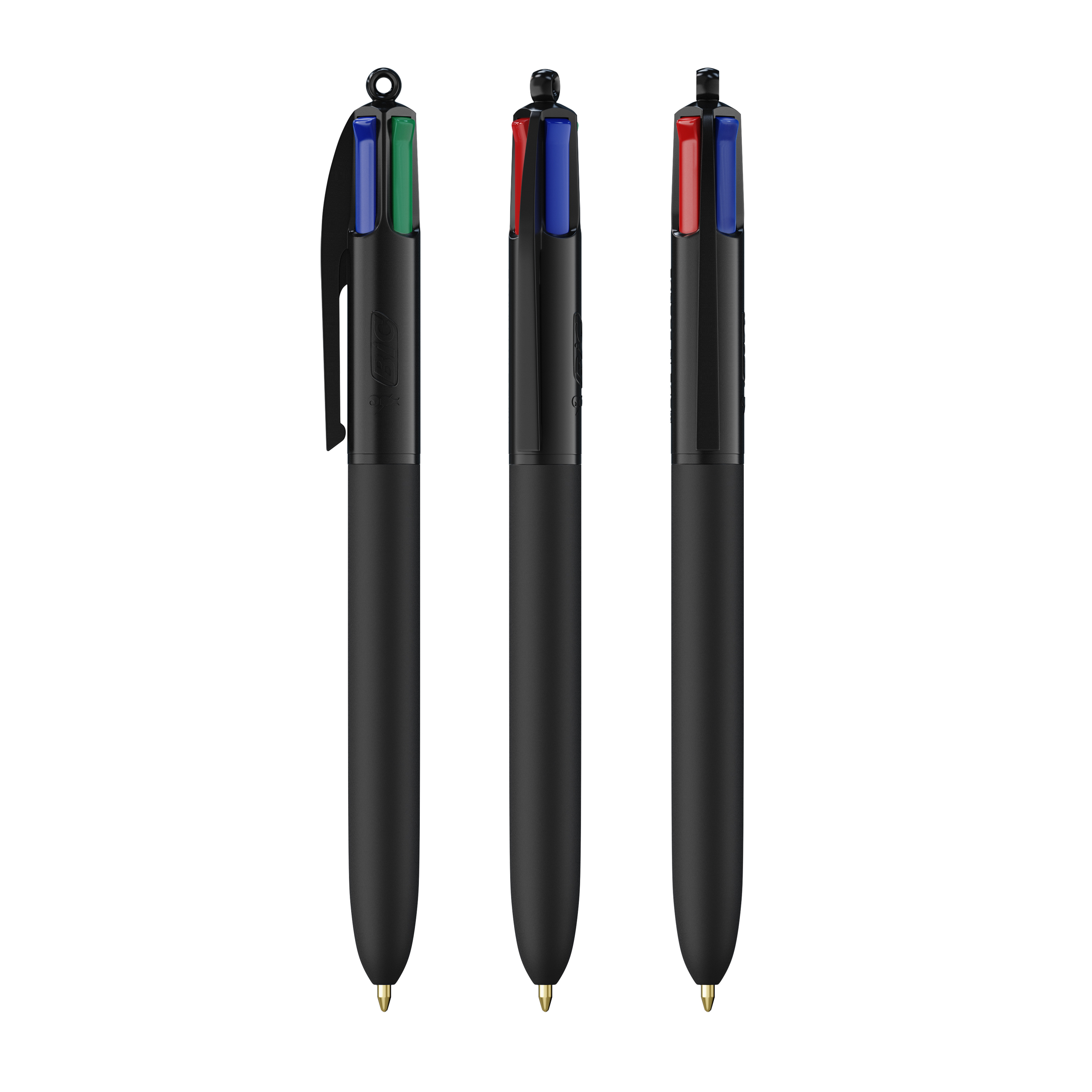 Stylo BIC® publicitaire 4 Couleurs Soft avec Lanyard Soft black